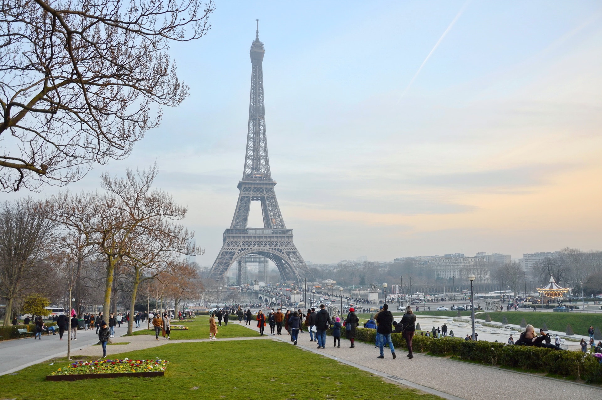 The Eiffel Tower, looking from Jardins du Trocadéro garden