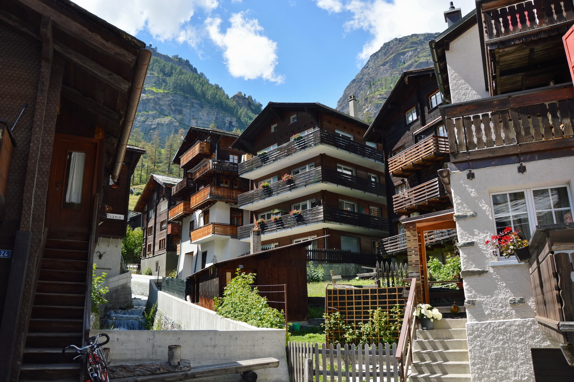 There are o lot of hotels and chalets for tourists in Zermatt