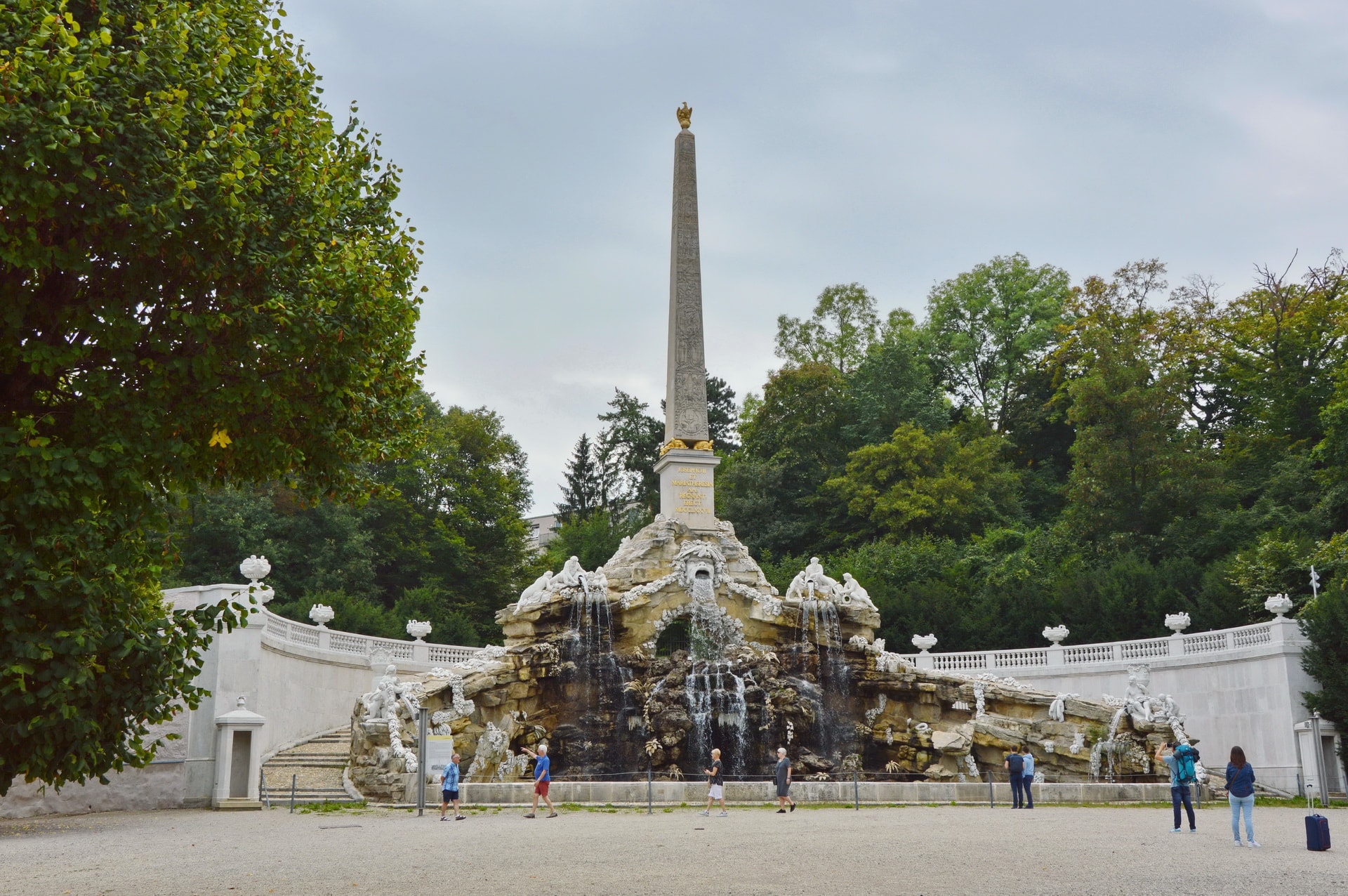 Obelisk Fountain in the gardens of the Schönbrunn Palace