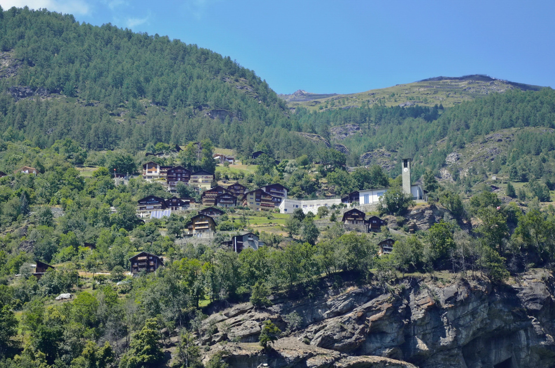 I saw this village on an edge of a cliff when approaching Zermatt